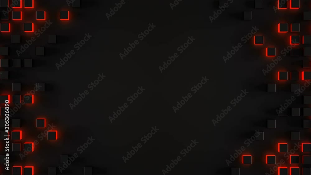 Poster frame of glowing red cubes. seamless loop animation 3d render 4k uhd 3840x2160