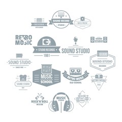 Music studio logo icons set. Simple illustration of 16 music studio logo vector icons for web