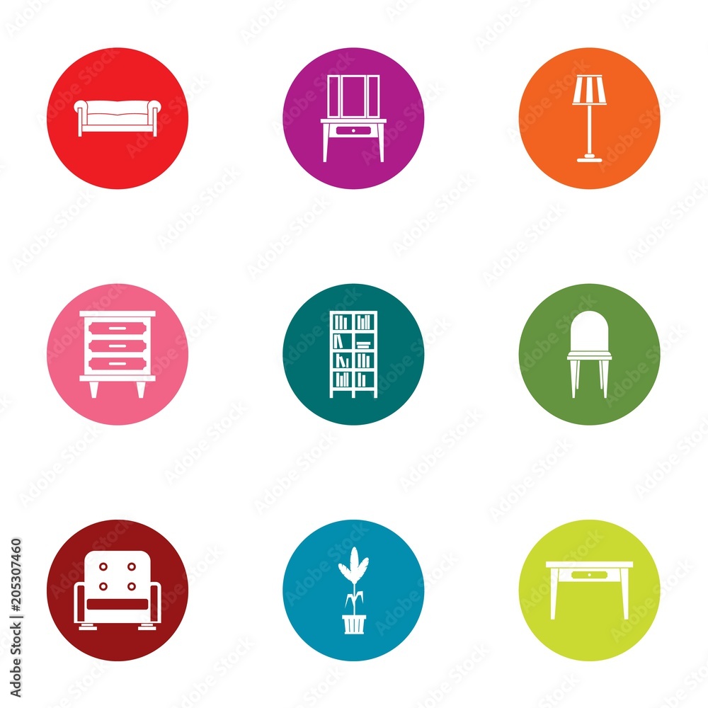 Poster soft armchair icons set. flat set of 9 soft armchair vector icons for web isolated on white backgrou