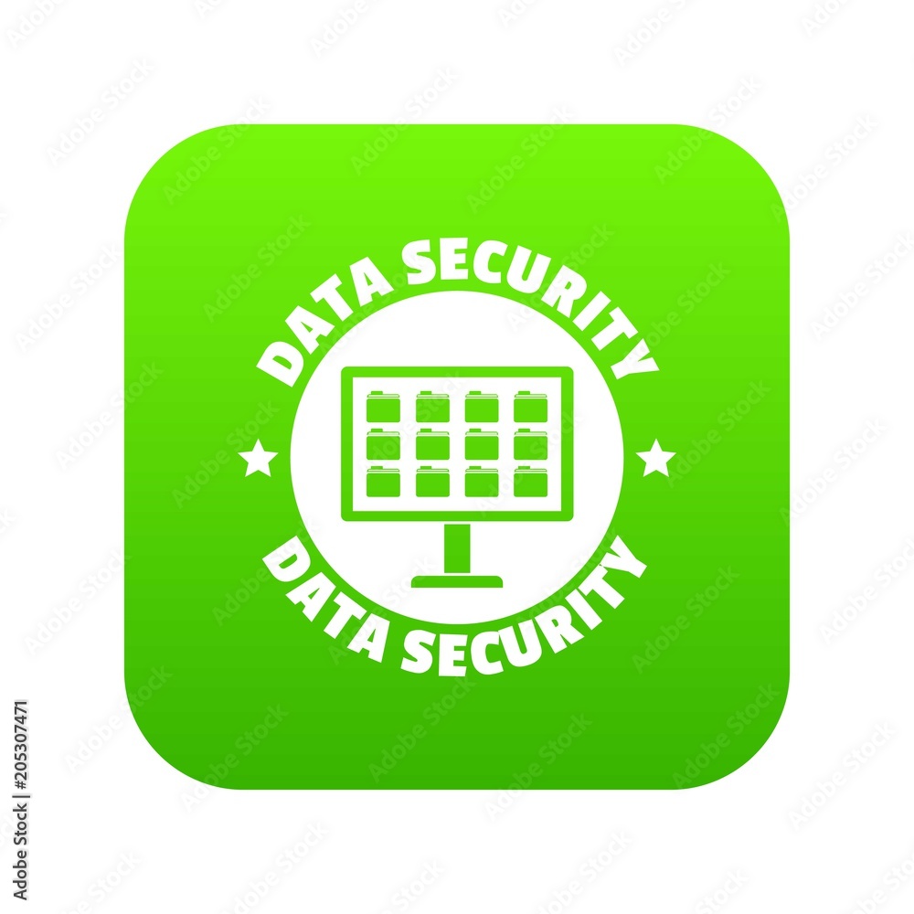 Poster pc data security icon green vector isolated on white background