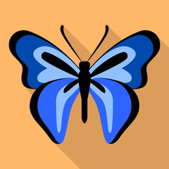 Dark blue butterfly icon. Flat illustration of dark blue butterfly vector icon for web design