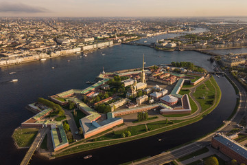 Aerial view of Peter and Paul Fortress in Saint-Petersburg