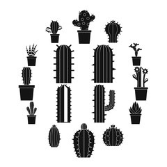 Different cactuses icons set. Simple illustration of 16 different cactuses vector icons for web