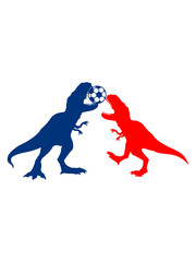 kämpfen 2 fussball beißen sport verein spielen silhouette umriss t-rex böse brüllen tyranosaurus rex gefährlich fressen dino dinosaurier saurier clipart comic cartoon design