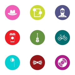 Personal concert icons set. Flat set of 9 personal concert vector icons for web isolated on white background