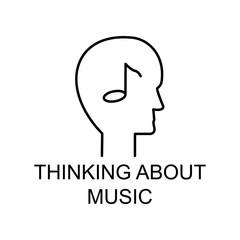 thinking about music icon. Element of simple music icon for mobile concept and web apps. Thin line thinking about music icon can be used for web and mobile