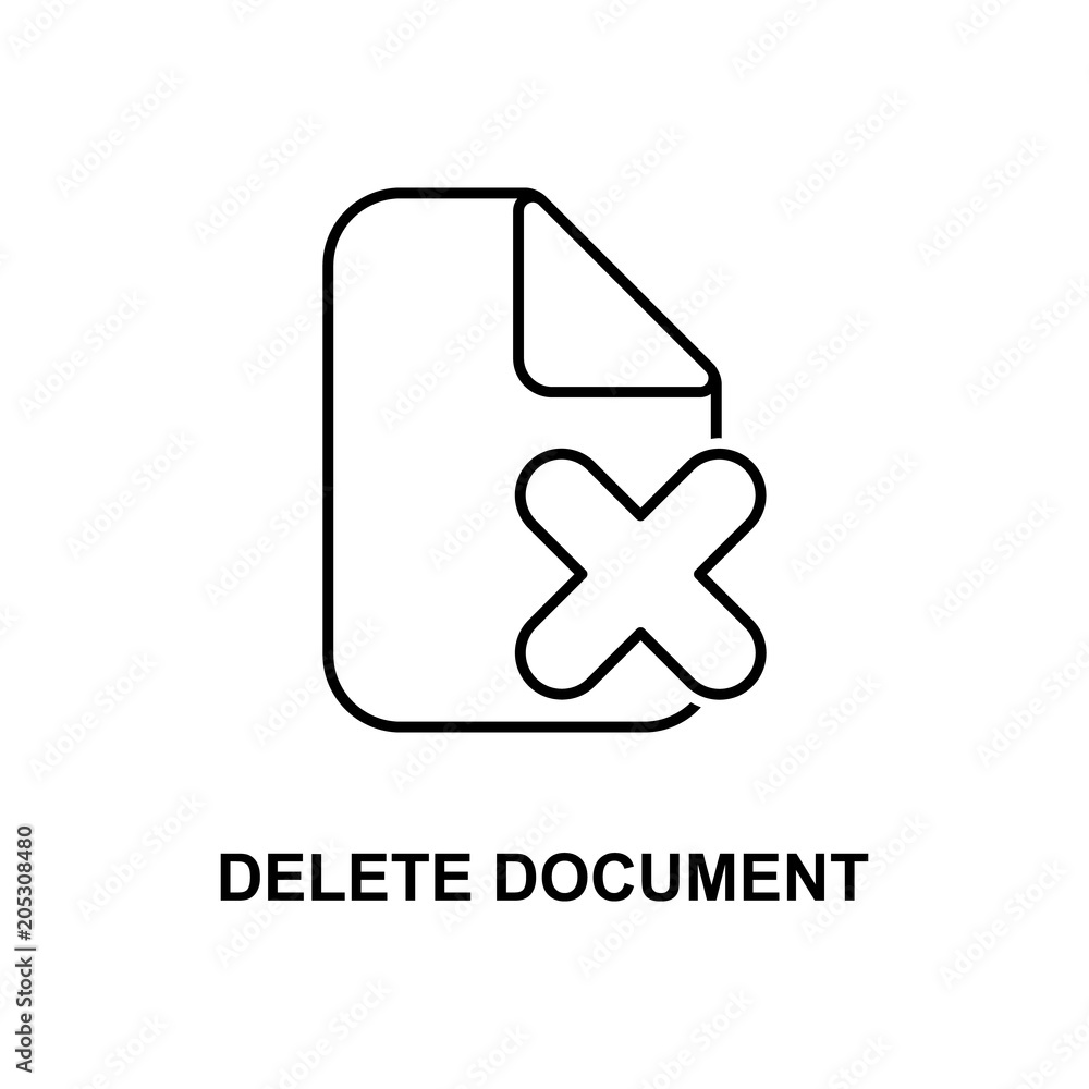 Poster delete document icon. element of simple web icon with name for mobile concept and web apps. thin lin