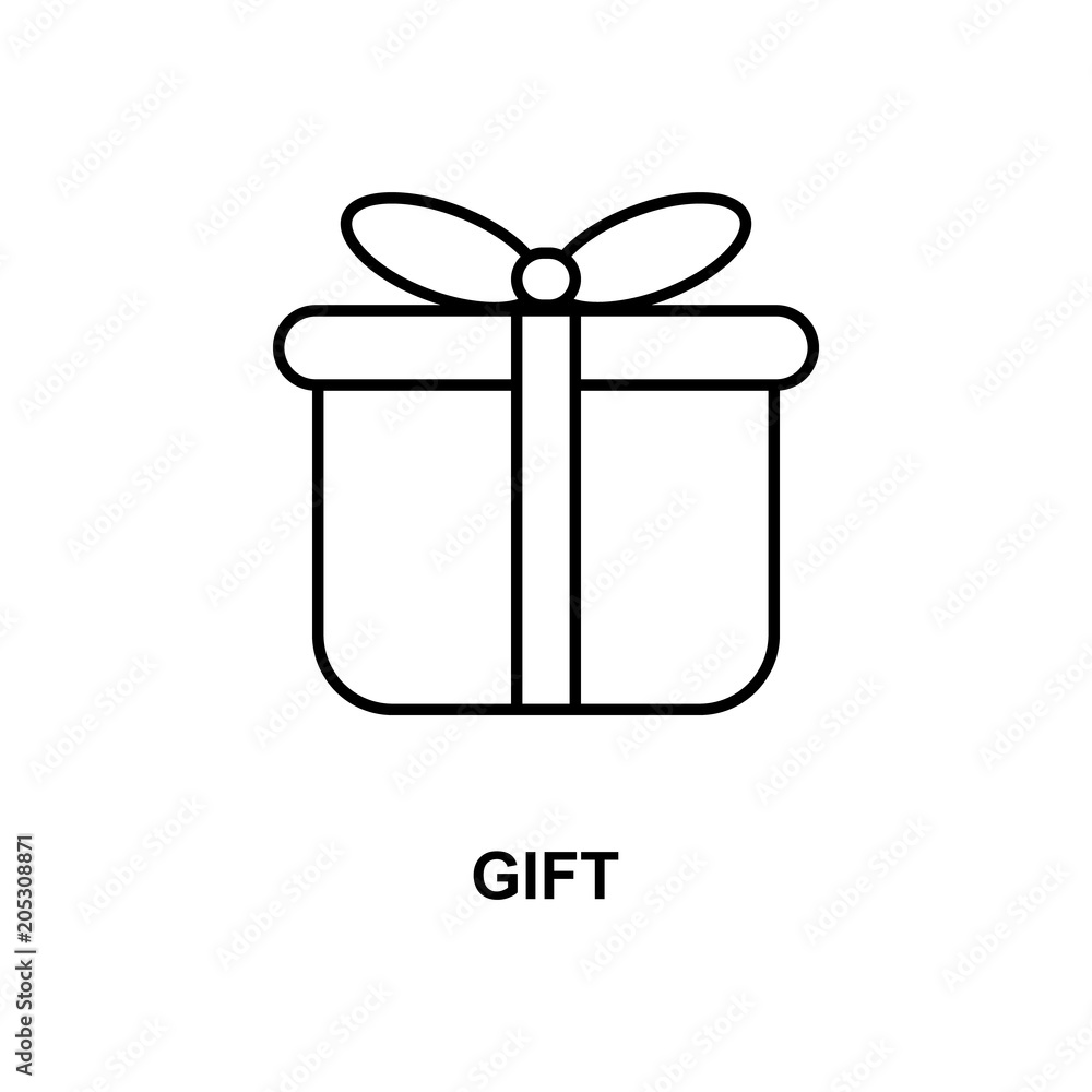 Poster gift box icon. element of simple web icon with name for mobile concept and web apps. thin line gift 