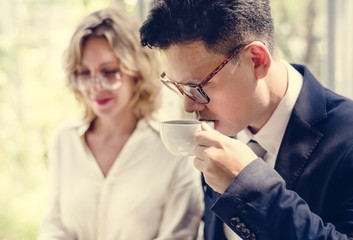 Business people drinking some beverage