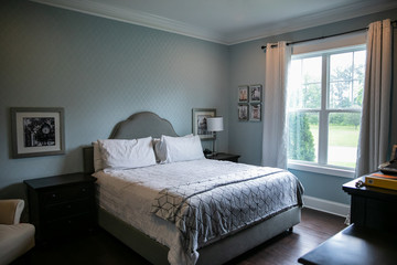 Light Blue Master Bedroom in New and Modern Home