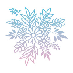 flowers and leafs garden decorative vector illustration design