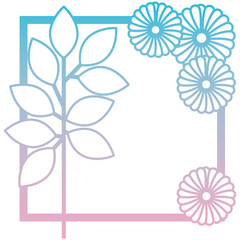 flower and leafs decorative square frame vector illustration design