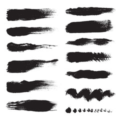 Set of brushes. Collection of black icons. Texture and background.