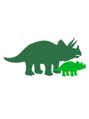 jungtier junges klein süß niedlich baby mama papa kind Triceratops hörner silhouette schwarz umriss dino dinosaurier saurier clipart comic cartoon design