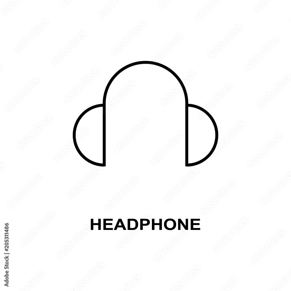 Poster headphone icon. element of simple web icon with name for mobile concept and web apps. thin line head
