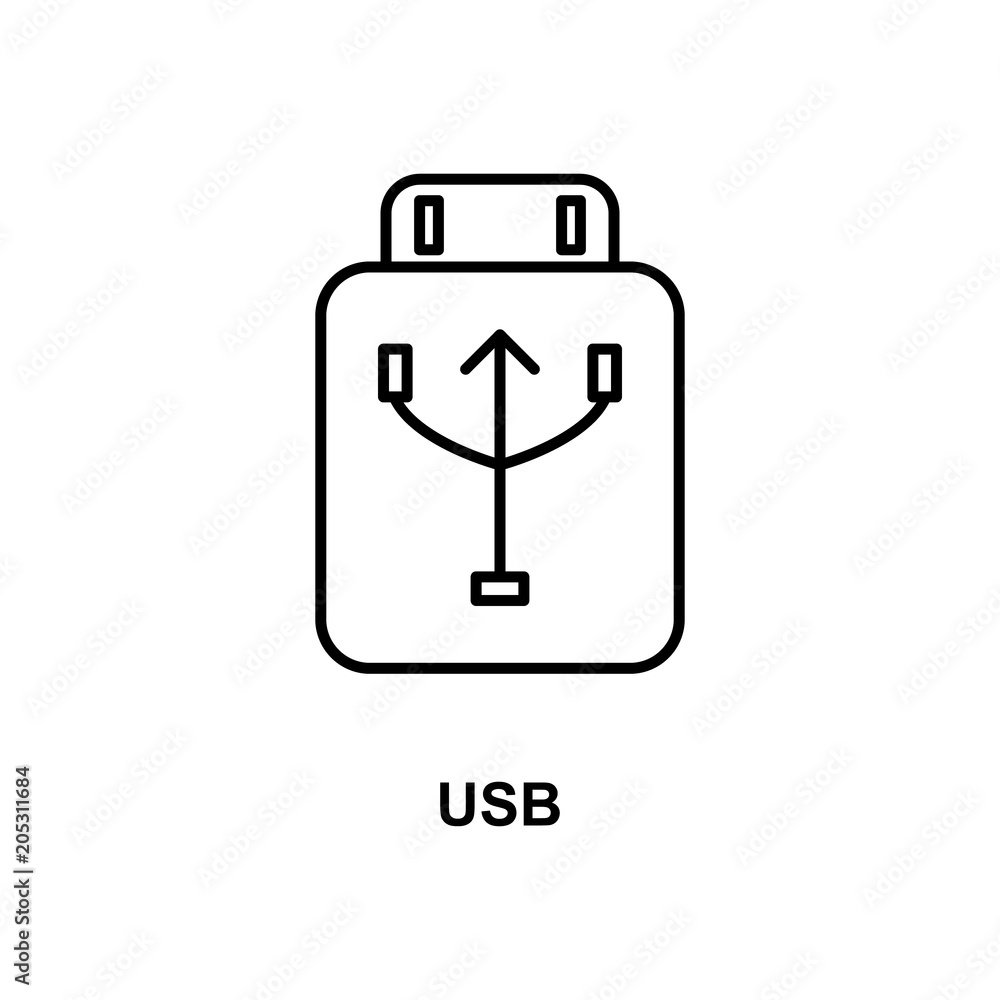 Poster usb sign icon. element of simple web icon with name for mobile concept and web apps. thin line usb s