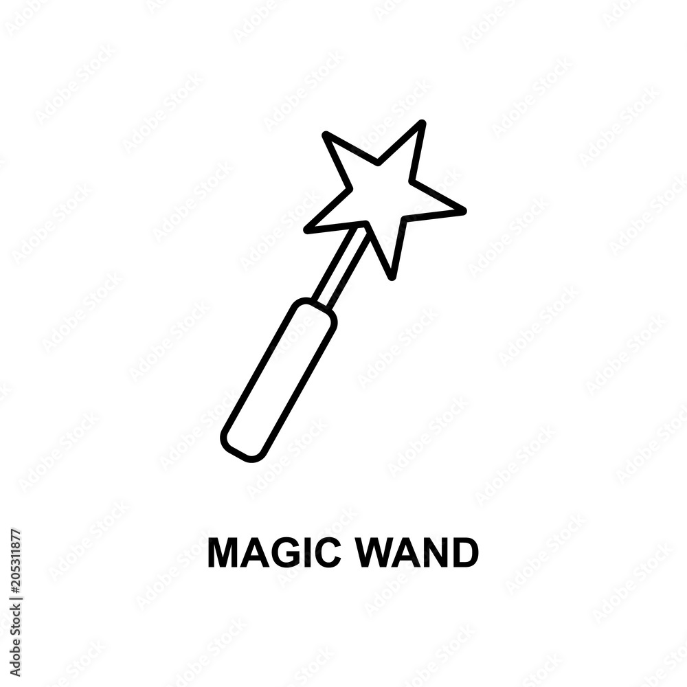 Poster magic wand icon. Element of simple web icon with name for mobile concept and web apps. Thin line magic wand icon can be used for web and mobile