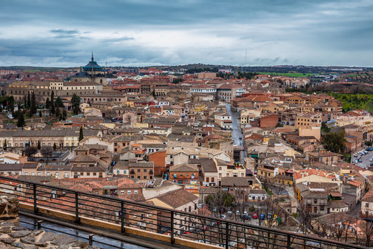 Toledo city on a rainy winter day