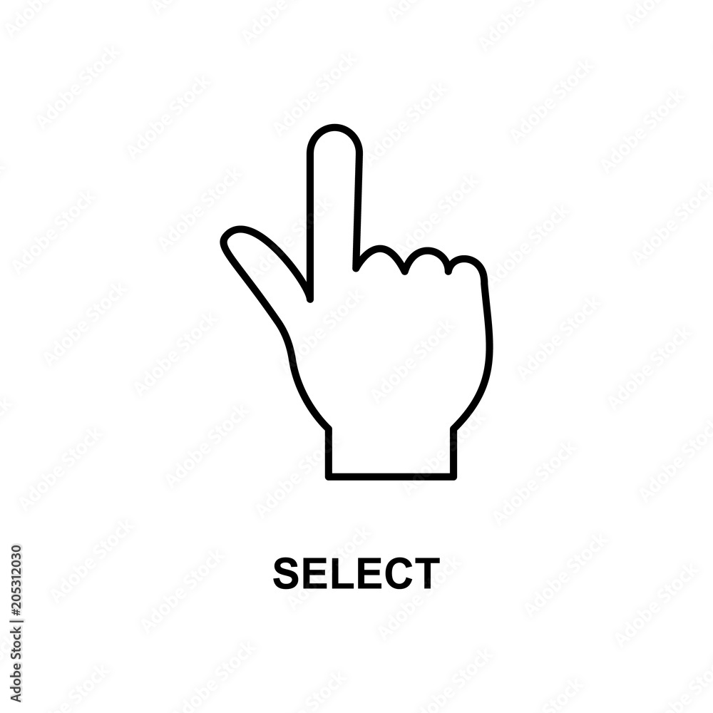 Poster select hand icon. element of simple web icon with name for mobile concept and web apps. thin line se