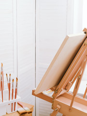 easel with brush