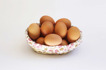 the eggs and white background