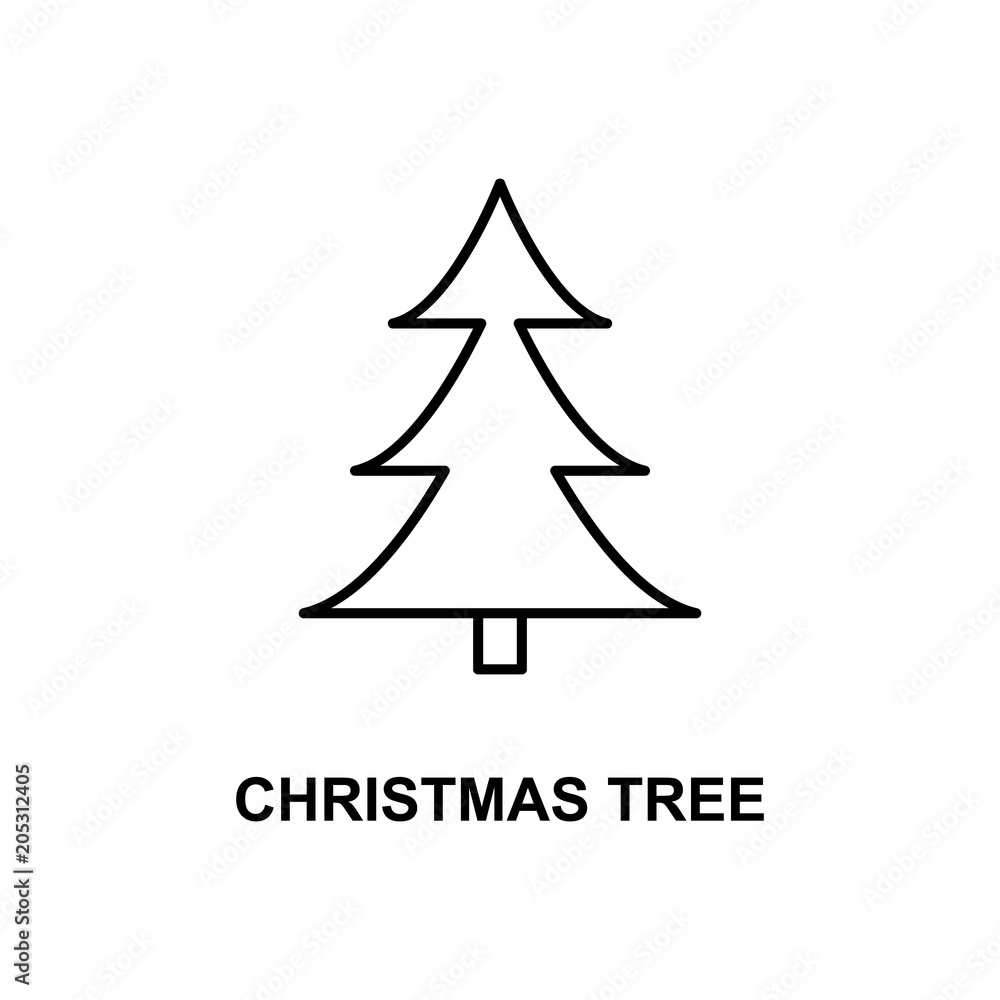 Poster christmas tree icon. element of simple web icon with name for mobile concept and web apps. thin line