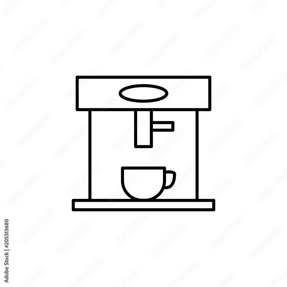 Poster coffee machine icon. element of simple web icon with name for mobile concept and web apps. thin line