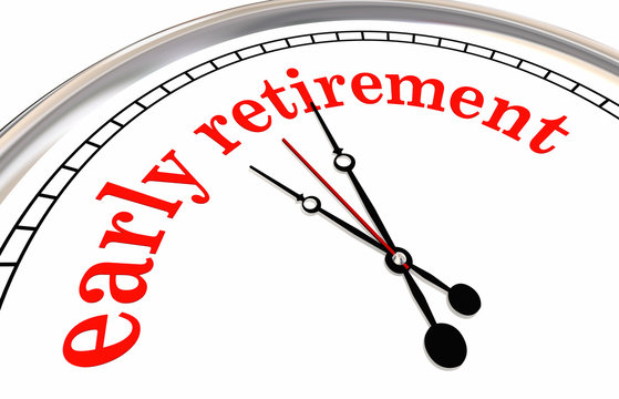 Early Retirement Clock Countdown Words 3d Render Illustration