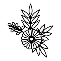 sunflower and leafs decorative icon vector illustration design