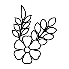 flower and leafs decorative icon vector illustration design