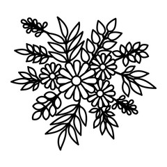 flowers and leafs garden decorative vector illustration design