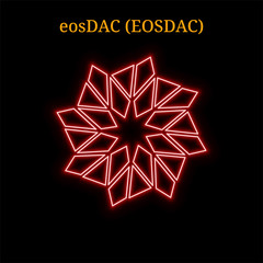 Obraz premium Red neon eosDAC (EOSDAC) cryptocurrency symbol