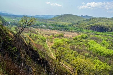 River valley in spring, the valley of the river Suchan Far East