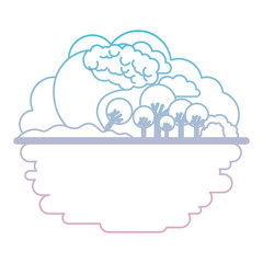 tsunami sea wave with forest scene vector illustration design