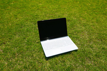 PC on the lawn　芝生の上のパソコン