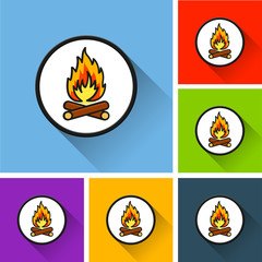 fire icons with long shadow
