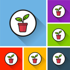 plant icons with long shadow