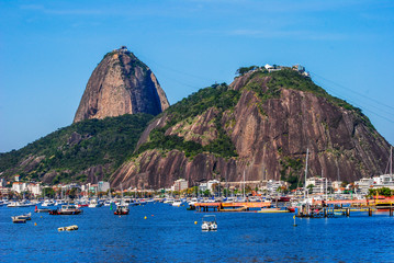 Amazing view of Guanabara bay and Botafogo neighborhood, from Dona Marta viewpoint, Rio de Janeiro, Brazil