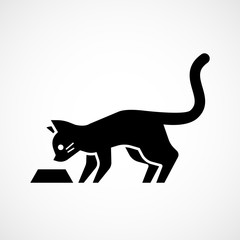 Black cat and bowl icon