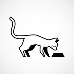 White cat and bowl icon