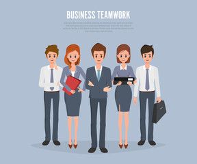 Business people teamwork corporate. Cartoon character design.