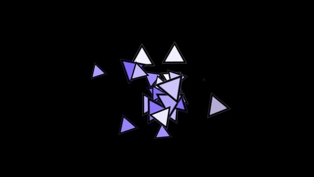 4k Triangles diamond geometric card flying,abstract geometry,patterns spraying particle fireworks artistic paper background.
