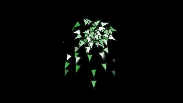 4k Triangles diamond geometric card flying,abstract geometry,patterns spraying particle fireworks artistic paper background.