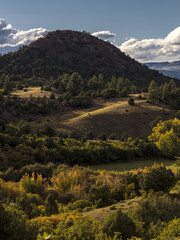 Hillside layers in foothills of San Juan Mountains in Autumn, outside Ridgway, Colorado