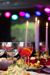 Served holiday table with different tasty dishes