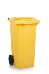Yellow empty recycling bin