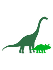 Diplodocus langhals groß riesig Triceratops paar pärchen 2 freunde team hörner silhouette schwarz umriss dino dinosaurier saurier clipart comic cartoon design