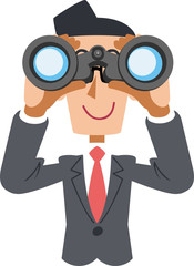 双眼鏡を覗くビジネスマン
