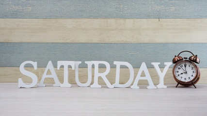 saturday alphabet letter with space background