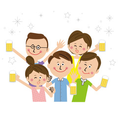 Obraz premium ポップな5人 上半身 男女 飲み会